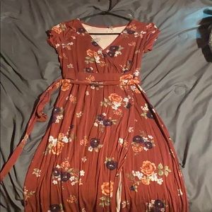 Pink dress with flowers, size small